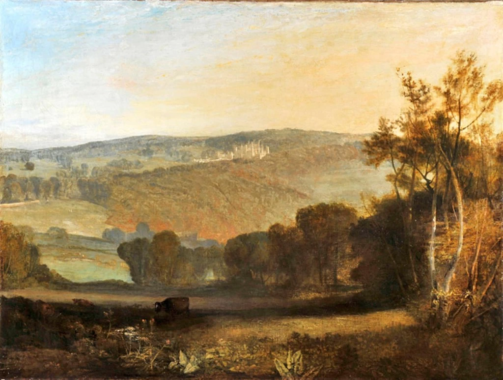 Lowther Castle, Westmorland, la sede del conte di Lonsdale Vista nord - ovest da Ulleswater Lanc Evening, 1810, Bowes Museum